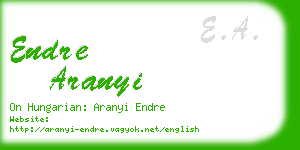 endre aranyi business card